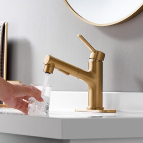 High Quality Pull Out Basin Mixer Faucet Brass Bathroom Vanity Sink Tap