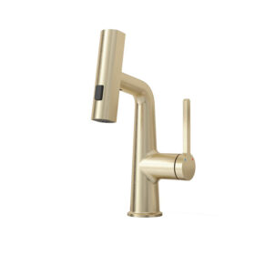 Brushed Gold Waterfall Rainfall Bathroom Sink Faucet Single Handle Bathroom Mixer Tap