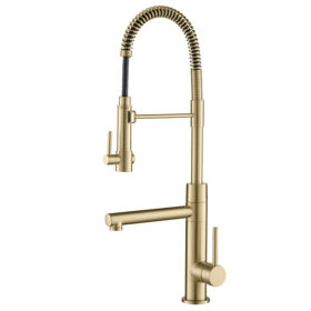 China Factory Wholesale Gold Hot And Cold Water Mixer Tap Pull Out Kitchen Faucet Sprayer