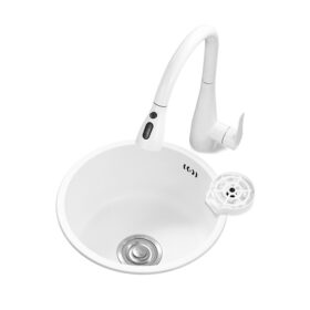 China Sink Supplier Wholesale White Small Round Kitchen Sink High-quality Small Single Bowl Stainless Steel Sink