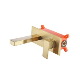 Wholesale Modern Design Wall Mount Basin Faucet Brushed Gold Single Handle Bathroom Faucet Tap Concealed Sink Faucet
