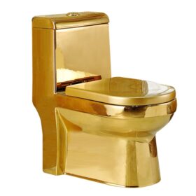 Wholesale Luxury Sanitary Ware Golden Plated Dual Flush One Piece Toilet Strap Siphon Flushing Sanitary Ware One Piece Toilet