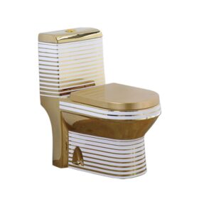Wholesale Hot Sale Dual Flushing Luxury Bathroom One Piece Plating Golden Ceramic Toilet