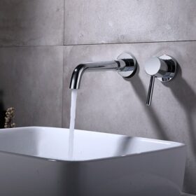 Wholesale Single Handle Brass Wall Mounted Bathroom Faucets Hot And Cold Wall Mounted Bathroom Basin Faucet