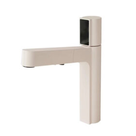 Bathroom Sink Faucet with Pull Out Sprayer, LED Temperature Digital Display Faucet