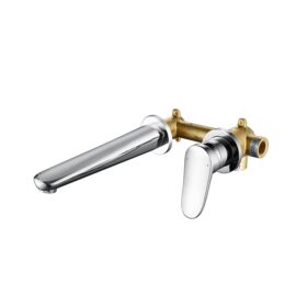 Modern Style Wall Mounted Faucet Chrome Brass Bathroom Faucet Hot And Cold Water Control Basin Faucet