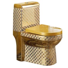 Luxury Design Golden Sanitary Wares WC Toilet Luxury Bathroom Gold Plating One Piece Toilet