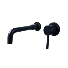 China Factory Wholesale Luxury Dual Handle Wall Mounted Faucets Black Brass Bath Bathroom Wash Basin Tap Mixer Faucets