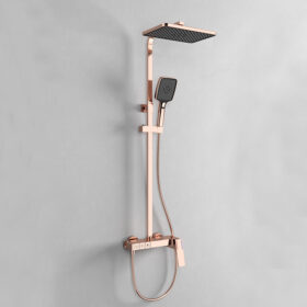 Bathroom Luxury Brass Shower Faucets Wall Mounted Rose Gold Bathroom Rain Bath Brass Shower Set Mixer