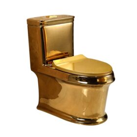 Luxury Sanitary Ware Floor Mounted Siphonic Washdown Gold Ceramic One Piece Toilet