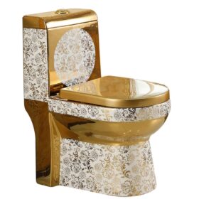 Wholesale Electroplated Water Closet Plated Golden One Piece Bathroom Ceramic Toilet