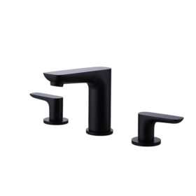 Wholesale Matt Black 2 Handle Brass Bathroom Sink Faucet Mounted 3 Hole Desk Basin Faucets