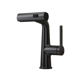 Modern Waterfall Rainfall Single Hole Bathroom Sink Faucet with Pull Out Sprayer