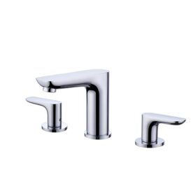 Wholesale Modern Deck Mounted Brass Faucets Double Handle Basin Faucet Mixer 3 Hole Wash Basin Faucet