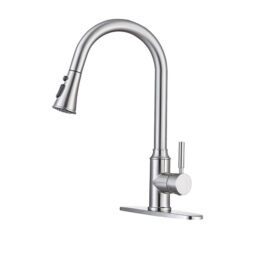 Wholesale Single Handle High Arc Brushed Nickel Pull Out Kitchen Faucet,Single Level Stainless Steel Kitchen Sink Faucets