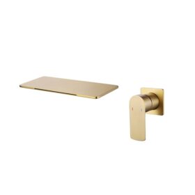 Wholesale Customization Ware Hot And Cold Brush Golden Brass Wall Mount Basin Bathroom Sink Faucets