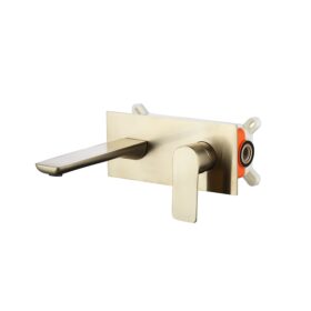 Wholesale Luxury Brass Wall Mounted Bathroom Faucet Brushed Gold Concealed Basin Mixer Faucet