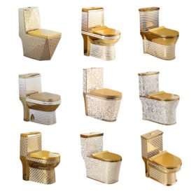 Quality Electroplated Hotel Golden Wc Bathroom Commode Ceramic One Piece Gold Toilet