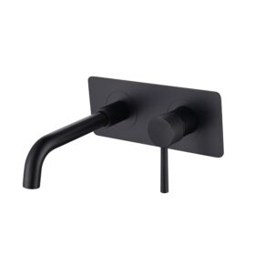 Sanitary Ware Manufacturer Wholesale Single Handle Matt Black Bathroom Basin Faucet 2 Hole Wall Mounted Faucet